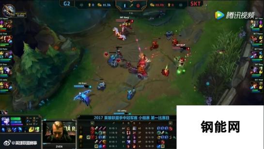 英雄联盟2017季中赛G2对战SKTT1第一场视频